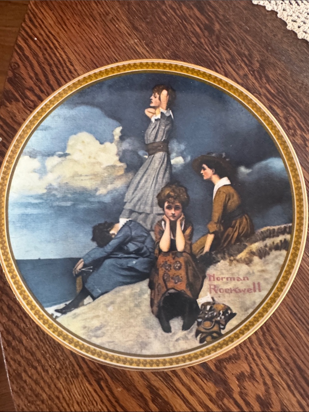 Vintage Norman Rockwell collectible plate “ Waiting on the Shore”